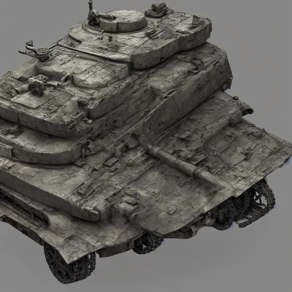 Image similar to slightly damaged tank, focus on details, hyperdetailed, octane render