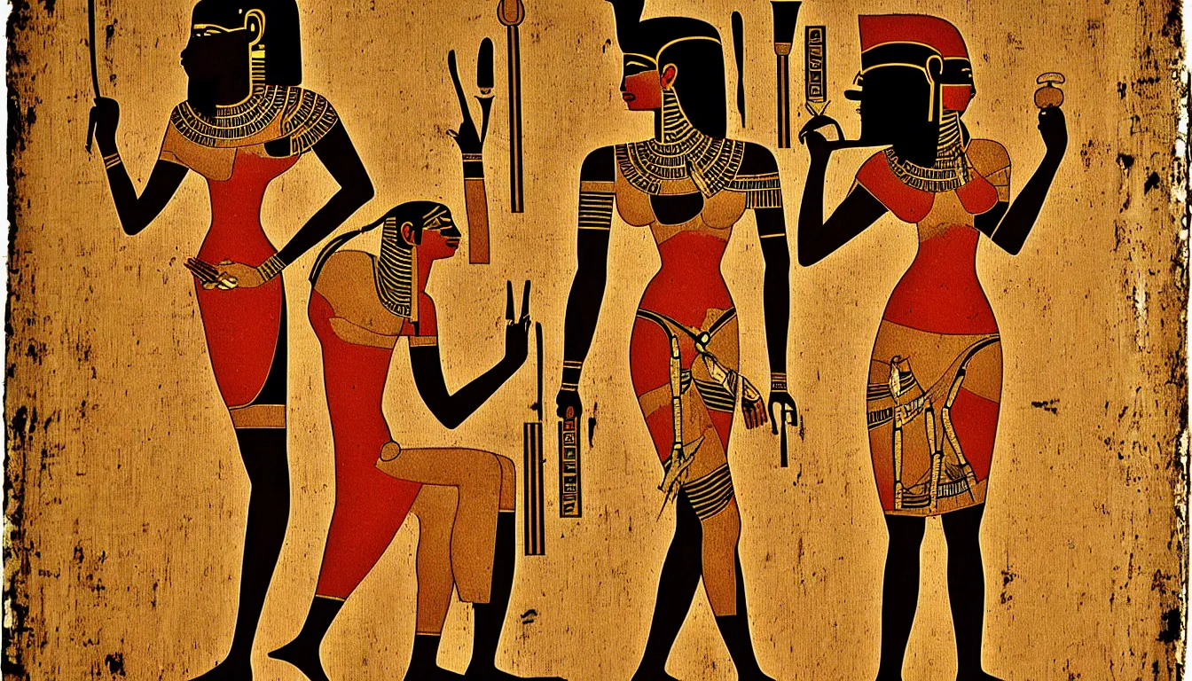 Image similar to egyptian hieroglyph of a pinup woman