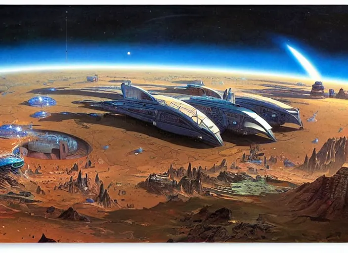 Prompt: spaceport by bruce pennington