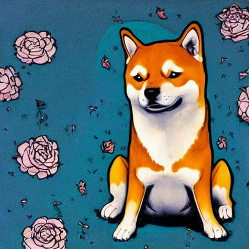 Prompt: shiba inu by james jean