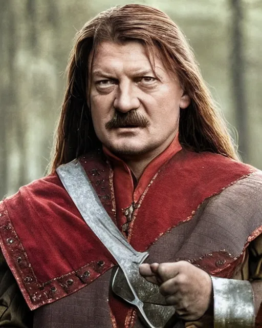 Image similar to Lukashenko in the role of Boromir, film still