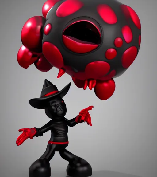 Image similar to a sculpture of cute wizard black red 3 d by jeff koons ray tracing, octane redner brilliantly coloured, trending on artstation, unreal engine, hdr, polished