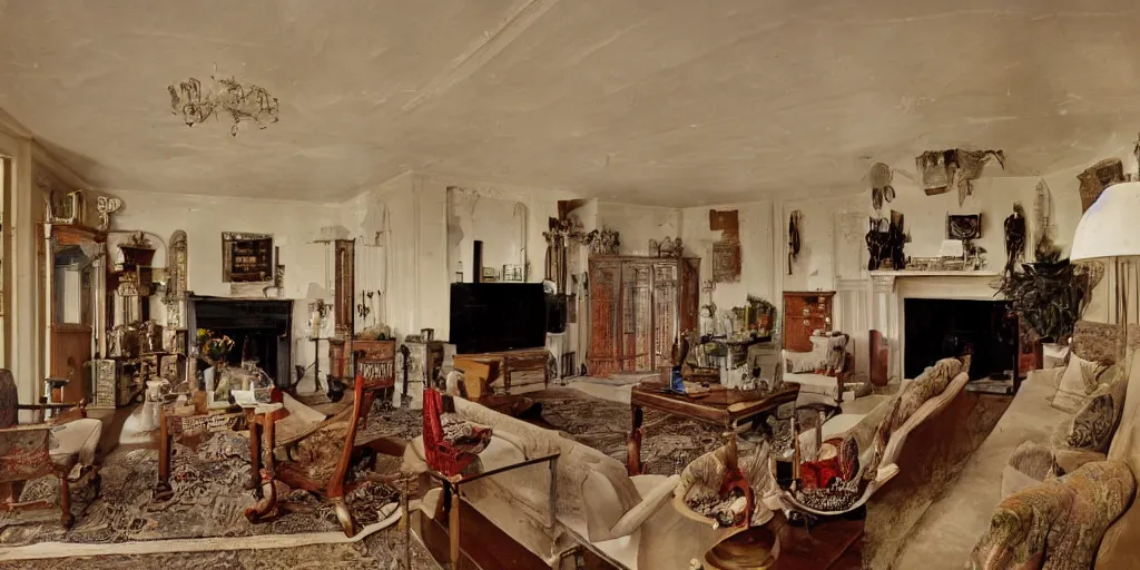 Prompt: stereoscopic image of a livingroom