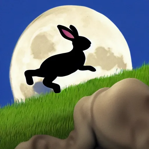 Image similar to a rabbit jumping to the moon