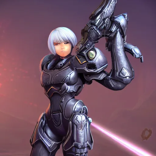 Image similar to full body shot of 2B in the Starcraft 2 universe, highly-detailed