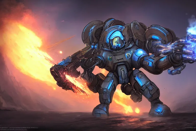 Image similar to a zeroing attacking a Terran marine, StarCraft 2, trending on art station, fantasy, smooth
