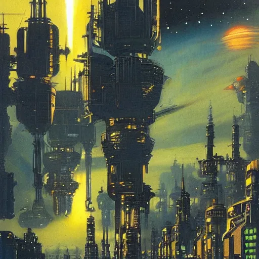 Prompt: city, peter elson, chris foss, john berkey, tony roberts, jim burns, don davis