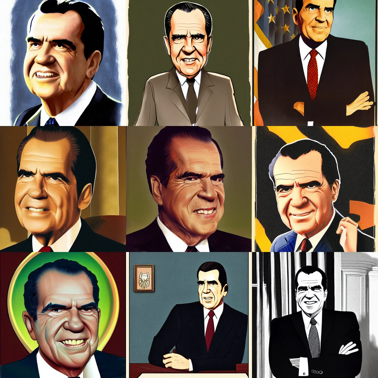 Prompt: richard nixon by don bluth