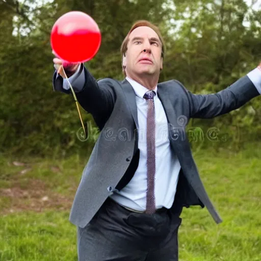 Image similar to saul goodman throwing dart at red ballon, stock photo