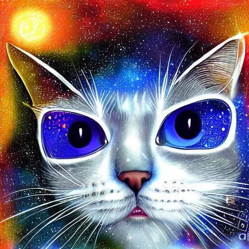 Image similar to space cat, highly detailed, centered, digital painting