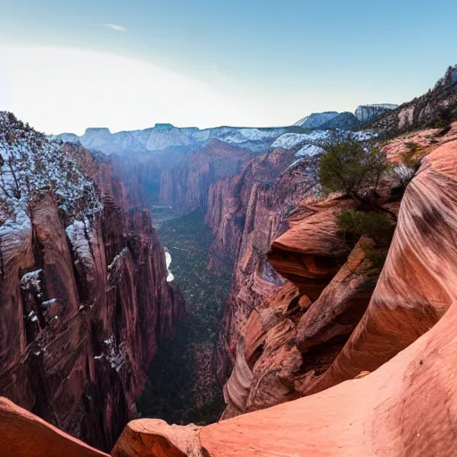 Prompt: a k - pop group climbing angels landing trail in zion national park utah