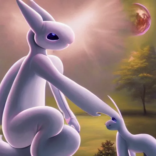 Prompt: mewtwo in surreal art