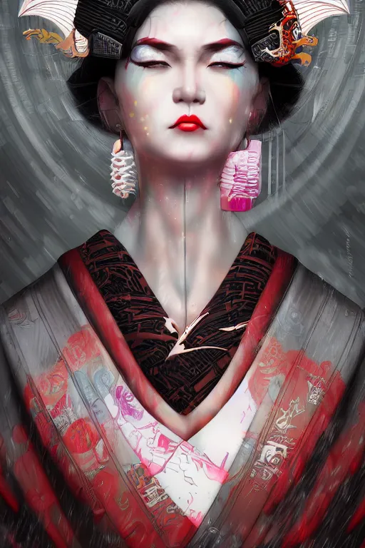 Image similar to agile geisha cyberpunk Dragon princess, digital art, 8k ,character ,realistic, portrait, hyperrealistic