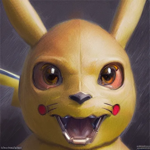 Image similar to pikachu as a realistic fantasy knight, closeup portrait art by donato giancola and greg rutkowski, realistic face, digital art, trending on artstation, symmetry!!