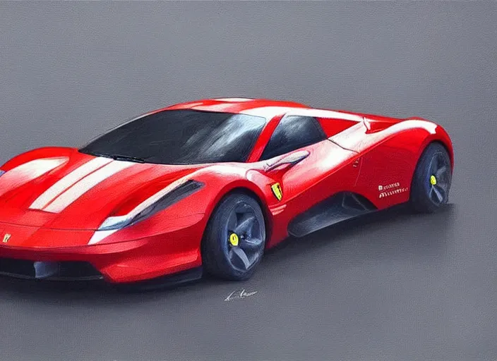 Image similar to concept design of a ferrari for a aaa game, must be made by types of candy the car, oil painting by eren arik and jama jurabaev, extremely detailed, brush hard, artstation, high quality, brush stroke