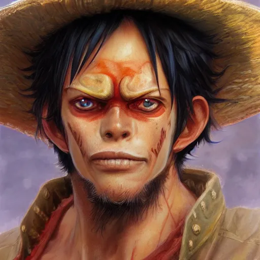 Image similar to monkey d luffy as a realistic fantasy d & d character, close - up portrait art by donato giancola and greg rutkowski, realistic face, digital art, trending on artstation