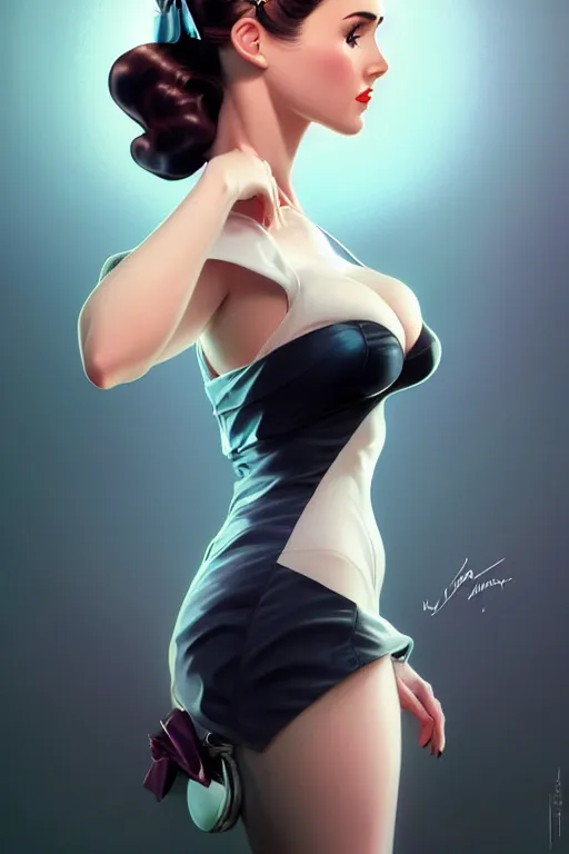 Image similar to a pin up and beautiful fashion charming dreamlke jennifer connelly, symmetrical face symmetrical eyes, character art, art by artgerm lau and wlop and and ilya kuvshinov and john singer sargent, hyperdetailed, 8 k realistic, symmetrical, frostbite 3 engine, cryengine, dof, trending on artstation, digital art