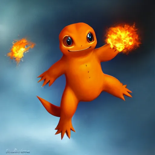 Image similar to highly realistic charmander, oil on canvas, intricate, portrait, 8 k highly professionally detailed, hdr, cgsociety