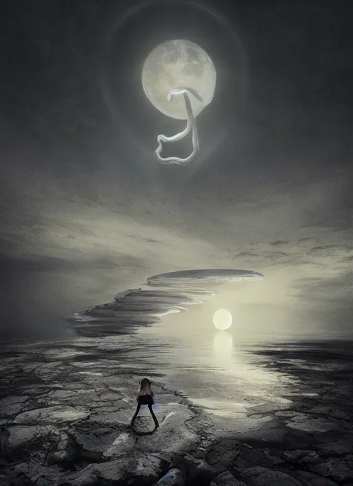 Image similar to giant tentacles in burning vapor glowing mansion dramatic lighting desolate landscape with a light moon in a night black hole, michal karcz, miho hirano