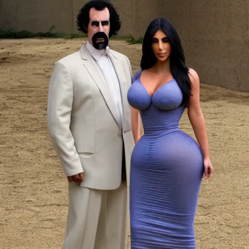 Image similar to kim kardashian as borat in borat, 8k resolution, full HD, cinematic lighting, award winning, anatomically correct