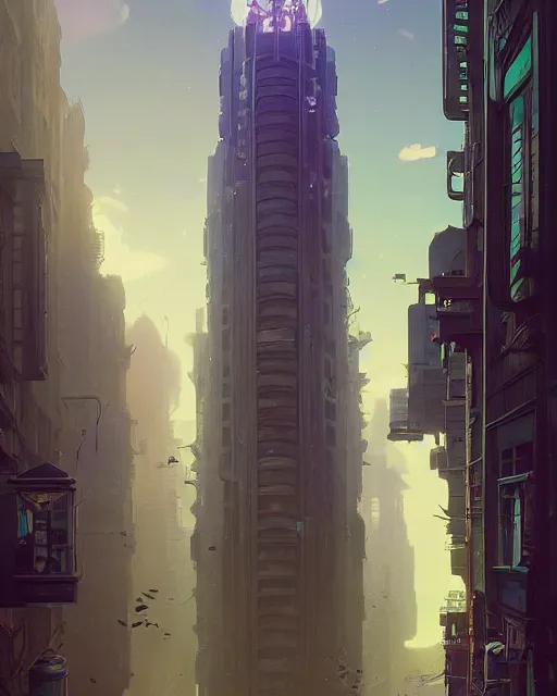 Image similar to highly detailed surreal vfx portrait of an incredible cityscape, stephen bliss, unreal engine, greg rutkowski, loish, rhads, beeple, makoto shinkai and lois van baarle, ilya kuvshinov, rossdraws, tom bagshaw, alphonse mucha, global illumination, detailed and intricate environment