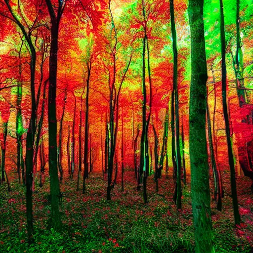 Prompt: a beautiful forest, acid trip style, 4 k