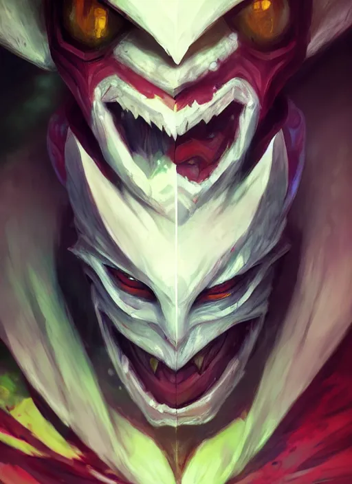 Image similar to shaco from league of legends, half body shot, path traced, realistic, highly detailed, high quality, digital painting, hd, alena aenami, lilia alvarado, shinji aramaki, karol bak, alphonse mucha, tom bagshaw