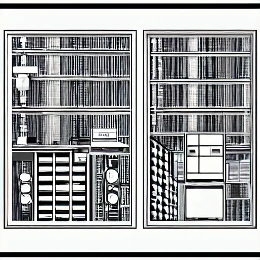 Image similar to mechanical panel lines, black and white, front view!!