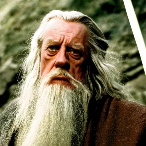 Image similar to A Still of Patrick McGoohan as Gandalf in The Lord of the Rings (2001)