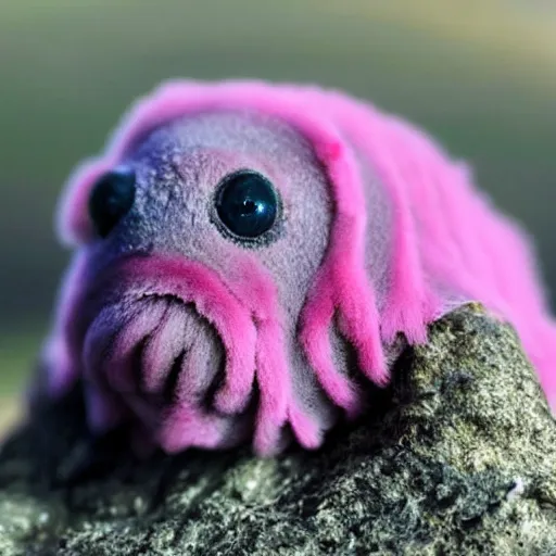 Image similar to A Tardigrade covered in pink fur