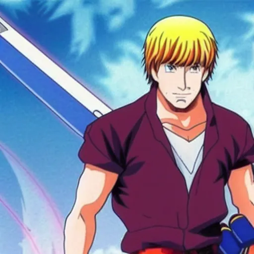 Image similar to Chuck Norris as a anime character