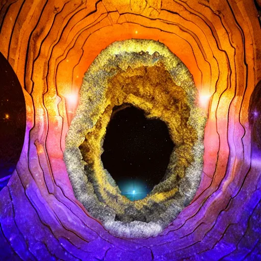 Image similar to Geode portal, Hubble photo background, volumetric lighting