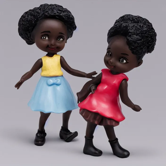 Image similar to black little miss girl, figurine, detailed product photo