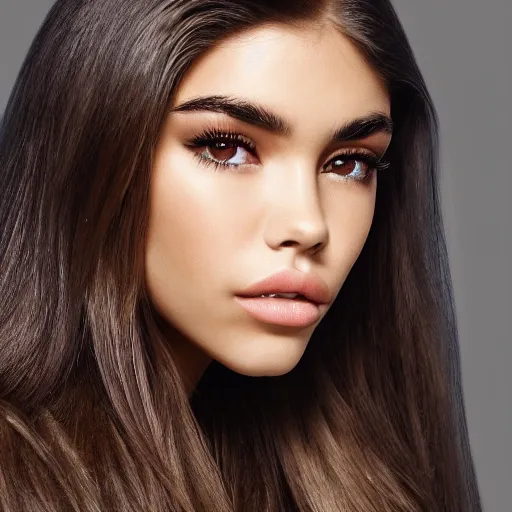 Image similar to 4k,ultra detailed portrait of Madison Beer by Rachel Ruysch