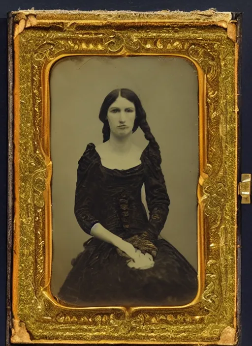 Image similar to wetplate daguerreotype portrait of an elegant woman, covered by an octopus, by louis jacques mande daguerre