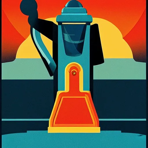 Image similar to an art deco painting by tom whalen, behance contest winner, retrofuturism, poster art, reimagined by industrial light & magic