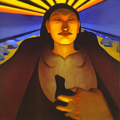 Image similar to the shaman of the subway, an art deco painting by leo and diane dillon and diego rivera and nicholas roerich, dramatic lighting, god rays, smooth, sharp focus, highly detailed