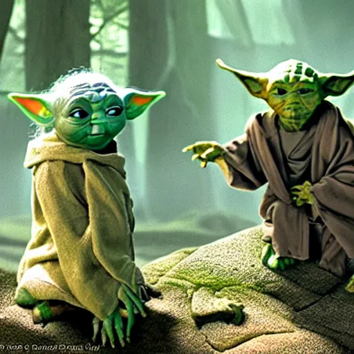 Image similar to various members of yoda's species interacting with eachother and performing strange rituals on their home planet, award winning nature photo 8 k hdr amazing lighting