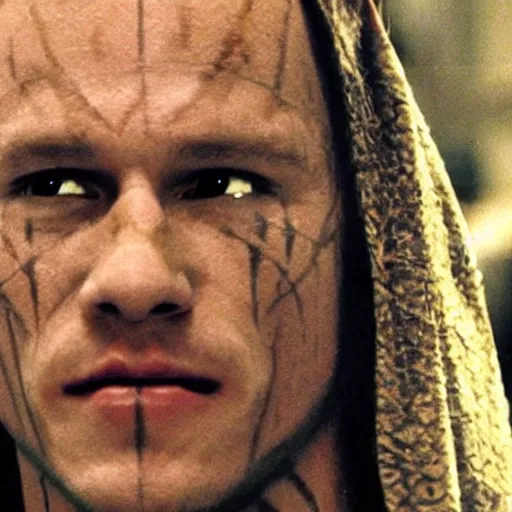 Prompt: heath ledger as the ancient egyptian god anubis