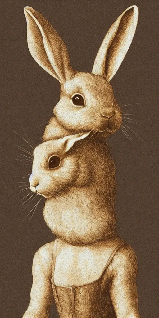 Image similar to a rabbit in the style of da vinci