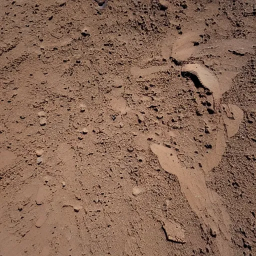 Prompt: faint virgin mary ghost imprint mars soil