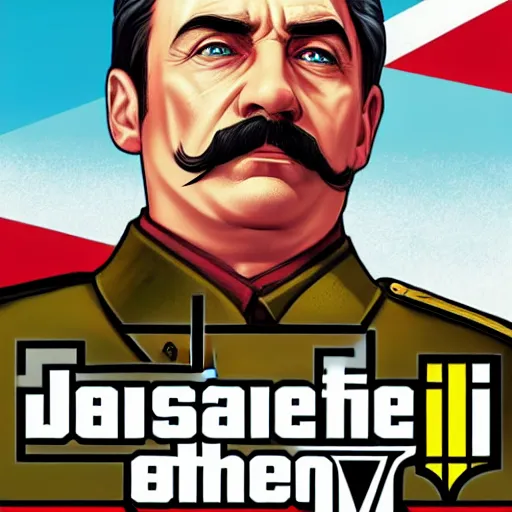 Prompt: joseph stalin in gta v, cover art by stephen bliss, boxart, loadscreen