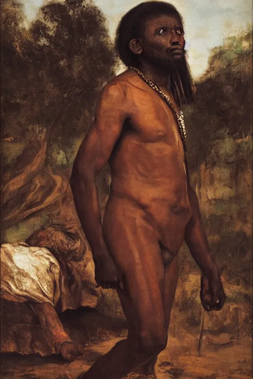 Prompt: solomon king as an etiopian, 8 k, hdr, great light, gustave courbet, annie leibowitz