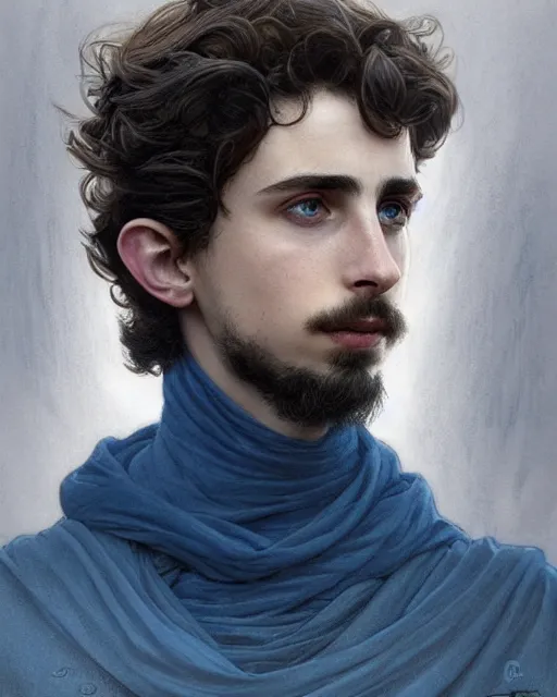 Prompt: beautiful paul atreides timothee chalamet with a beard!, in profile, emperor of the known universe, completely blue eyes, perfect dramatic and dark portrait insanely detailed, concept art, deep focus, intricate, highly detailed, digital painting, artstation, matte, sharp focus, illustration, art by greg rutkowski and alphonse mucha