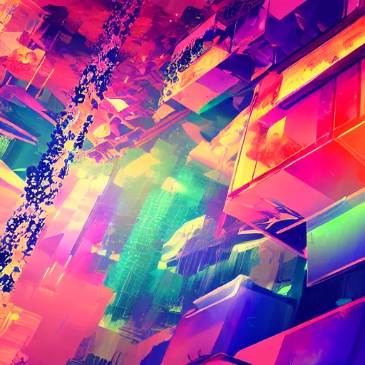 Image similar to abstract photorealistic future civilization very very very realistic abstract wild colors