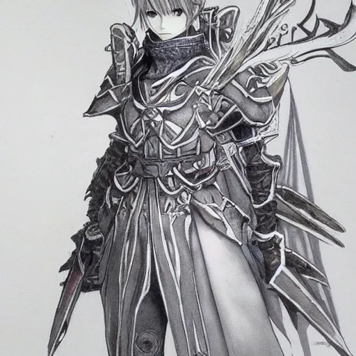 Prompt: a mage from final fantasy 14 drawn by Yoshitaka Amano,