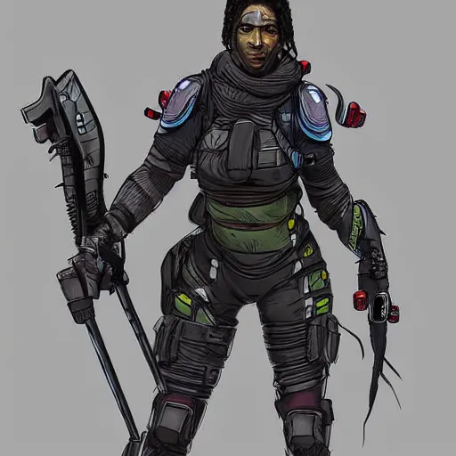Prompt: wraith from apex legends, digital art, character design