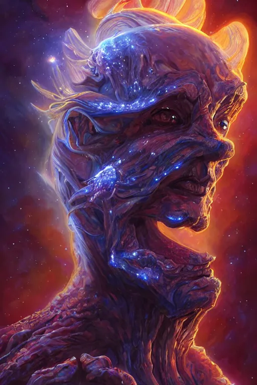 Image similar to beautiful oil painting with high detail of a wise Space ent made of stars and plasma, hybrid from dungeons and dragons and art direction by James Cameron ;by artgerm; wayne reynolds art station; cinematic quality character render; low angle; ultra high quality model; production quality cinema model;