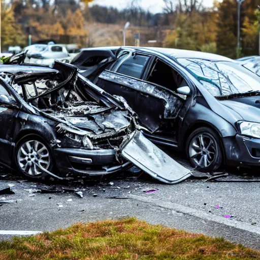 Image similar to ultra detailed photo of a car crash