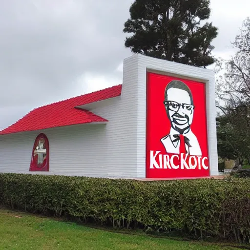 Prompt: church that resembles a kfc restaurant